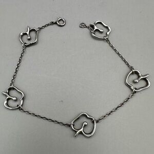 Tiffany & Co. Elsa Peretti Chain Bracelet  Open Apple Sterling Silver 7" Spain